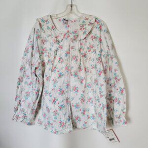 Vtg Sears Cottagecore Ditsy Floral Flannel PJ Set Size 40 NWT Cotton Nights